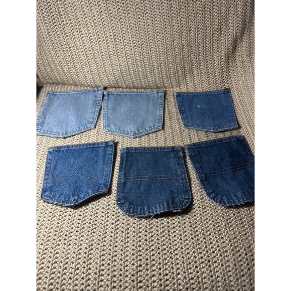 Vintage Denim Jean Pockets Lot Of 16 For Crafting & Sewing Projects Asst Shades - Picture 6 of 7